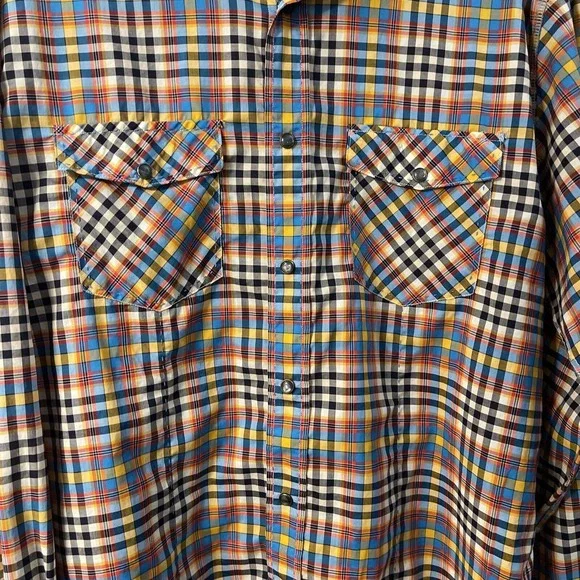 Bugatchi ShapedFit XL Men's Plaid Long Sleeve Snap Front Shirt TopStitch Western - Picture 3 of 14